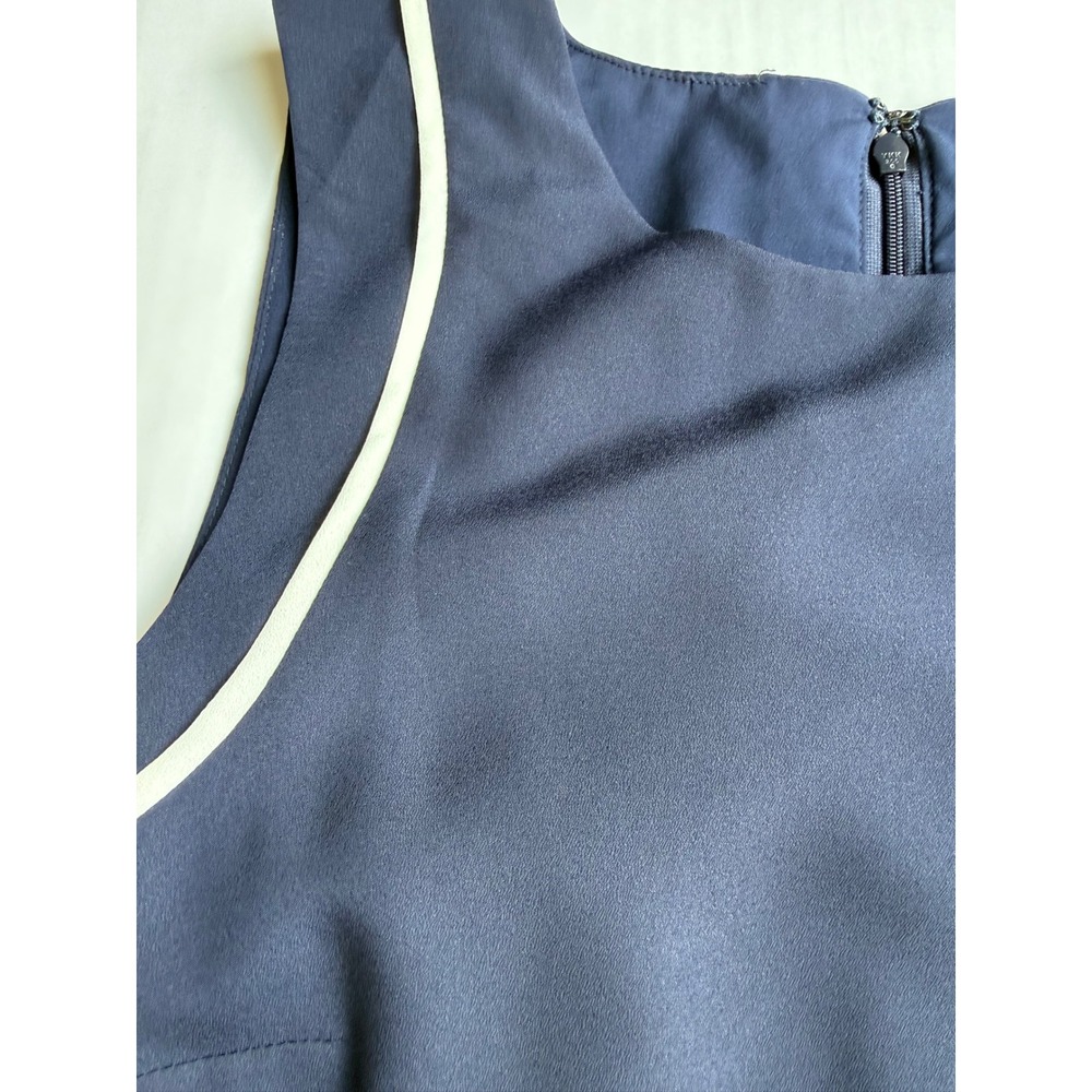 Banana Republic Navy Blue Sleeveless Shift Dress White Trim Petite 8 - Picture 3 of 7